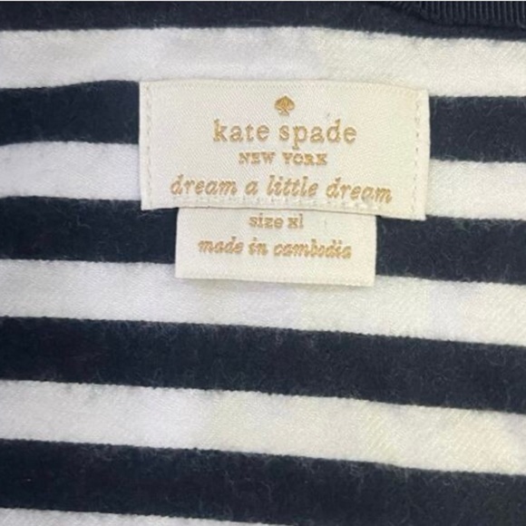 Kate Spade Black & White Striped Brushed Twill Pajama Set | NWOT | - Picture 3 of 11